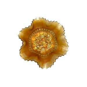 Antique Carnival Glass‎ Bowl Windflower Marigold Ruffle Design